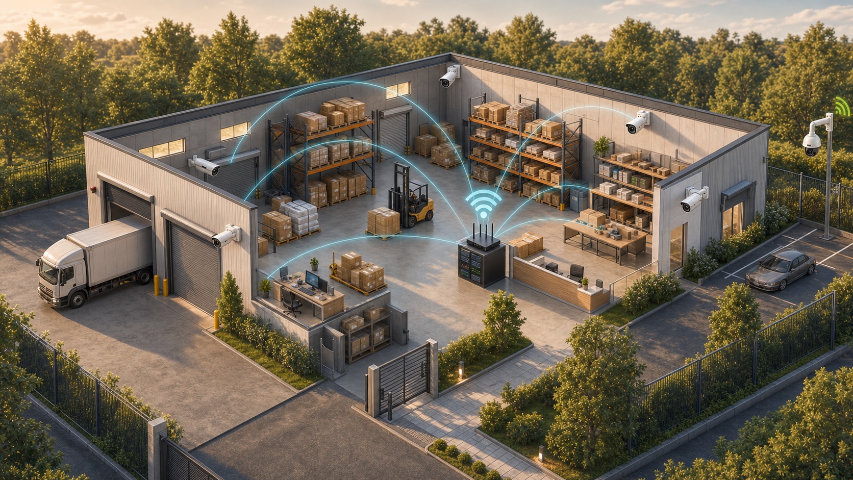 Bodega conectada mediante enlaces, Wi-Fi y cámaras